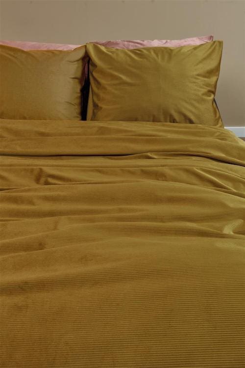 At Home by BeddingHouse Cosy Corduroy Oker Dekbedovertrek - Afbeelding 3